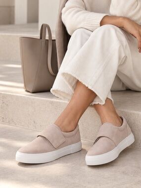 Vince Cage Suede Slip On Sneakers Gray Taupe